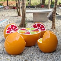 Hete Aanbieding Cartoon Fruit Fiberglass Tafel Stoel Harsen Ambachtelijke Set voor Kinderen Entertainmentcentrum Winkelcentrum Rustruimte Decoratie