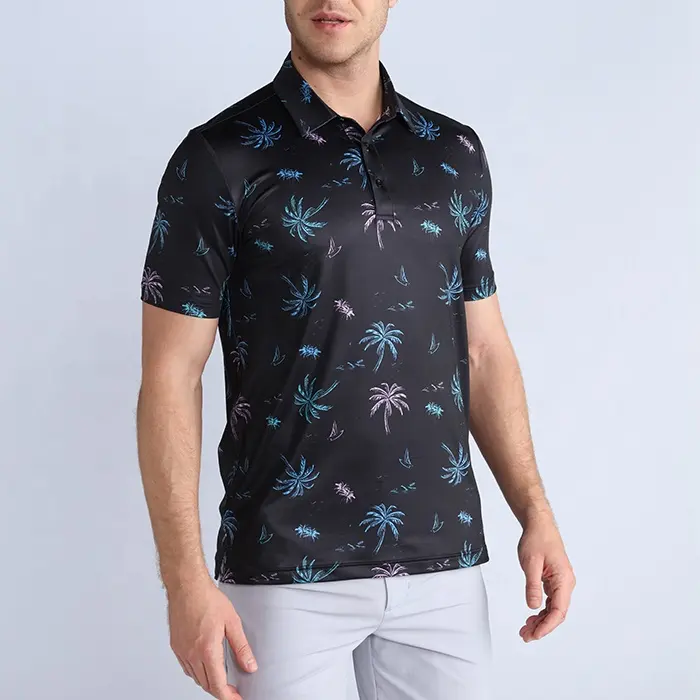 Custom 88% polyester 12% spandex new design dye sublimated mens quick dry collarless golf polo shirt cooldry man polo t shirt