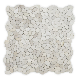 Piastrelle in Mosaico di Pietra Naturale Batu, Motivo Ciottoli Bianchi 12x12 Pollici per Decorazione Pareti e Pavimenti - Product Image 2