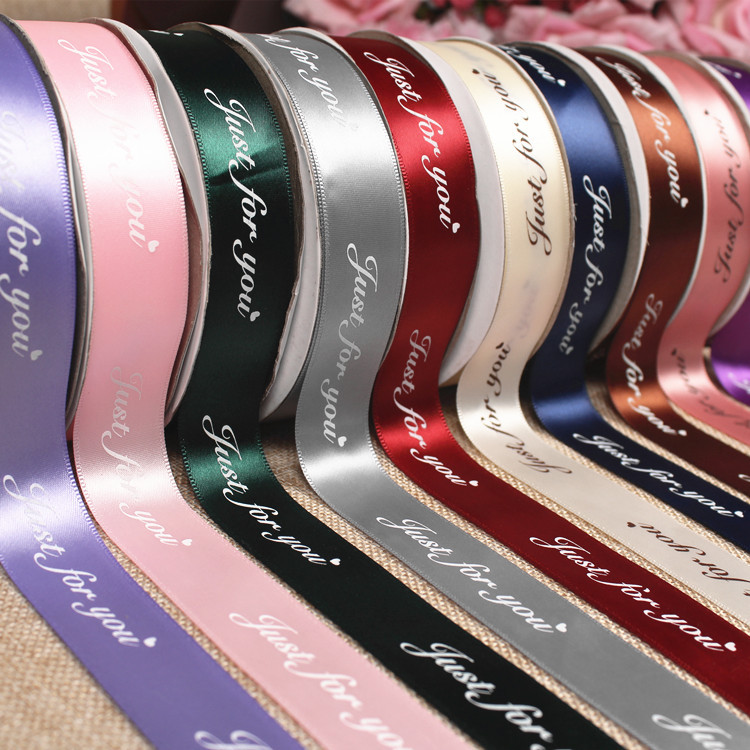High Quality Double Face Satin Flower Ribbon Custom Branded Logo Foil Printed Grosgrain Ribbon for Gift Packaging