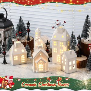 Luz LED de Estilo Nórdico, Figuras de Porcelana Talladas a Mano para Mesa, Gnomo Decorativo para el Hogar, Decoración Navideña, Casa de Cerámica con Luz - Product Image 2