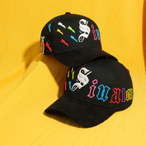 Gorra Trucker Negra de 5 Paneles con Bordado 3D Colorido, Visera de Gamuza, Diseño de Letras Moderno, Malla Transpirable, Cierre a Presión, Unisex, Deportiva - Product Image 3