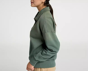 เสื้อสเวตเชิ้ตคอตั้งแบบซิปครึ่งตัว คุณภาพสูง ขายส่ง สำหรับผู้หญิง ทรงหลวม ผ้าฟลีซนุ่ม หนานุ่ม ผ้าฝ้ายเนื้อหนัก - Product Image 2