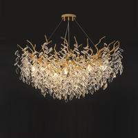 Lustre suspendu décoratif en cristal ovale en forme de branche d'arbre, design créatif en aluminium LED pour hôtel, hall d'entrée, restaurant