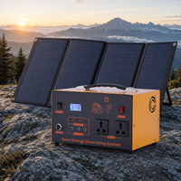 Nouvelle conception, station d'alimentation mobile 500 Watts 12V 60Ah, onduleur à onde sinusoïdale pure, système solaire avec lampe torche pour le camping et la survie