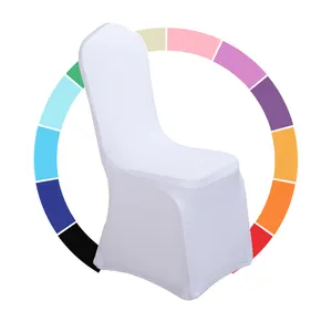 Ucuz streç altın beyaz Tiffany düğün Spandex katlanır olaylar için sandalye kılıfı düz boyalı Paty yemek ziyafet dökün
