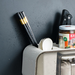 <b>Wall</b> <b>Mounted</b> Kitchen <b>Storage</b> Box Rectangle Multi Functional With Chopstick Holder Knife Rack And Spice Container For Home Use - Product Image 1