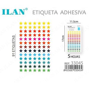Etichette Adesive ILAN a Forma di Stella, 91 Etichette, 5 Fogli 11.5x17cm, Colorate per Etichette di Abbigliamento - Product Image 2