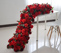 Guirlande de fleurs artificielles O-R001 pour mariage, rangée de fleurs en soie blanches et roses, centres de table, chemins de table pour arche de mariage