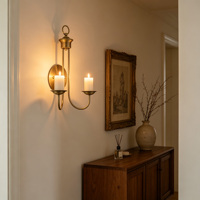 Applique murale en métal pour bougies, double porte-bougie avec anneau de suspension supérieur pour couloir, salle à manger, mariage, décoration intérieure