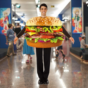 大人のためのハンバーガーコスチュームハロウィーンステージパフォーマンスとファーストフードプロモーション男性コスプレ衣装衣装 - Product Image 2