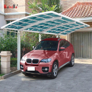 Cochera Independiente con Techo de Policarbonato, Protección Solar, Estilo Simple, <span class=keywords><strong>Garaje</strong></span> para Estacionamiento de Automóviles - Product Image 4
