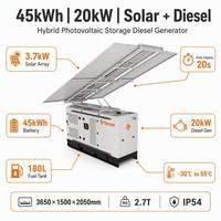 Micro-réseau hybride solaire diesel autonome 20 kW avec batterie 45 kWh, panneaux photovoltaïques 3,7 kW, déploiement automatique, 4000 cycles, IP54 pour îles, zones isolées et mines