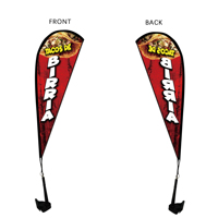 Drapeau personnalisé en forme de goutte d'eau avec mât, drapeau de voiture, bannière plume, drapeau extérieur, bannière promotionnelle pour tacos de birria, publicité
