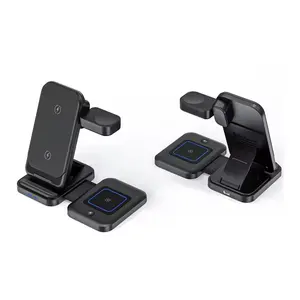 New Arrival 15w Multifunctional Folding Magnetic Mobile Phone Earphone Watch 3-In-1 Wireless Charger