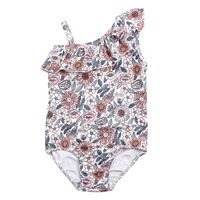 Traje de Baño de Alta Calidad para Niñas, Bikini con Estampado Floral, Traje de Baño de Una Pieza, Ropa de Playa para Niños