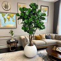 Plante artificielle en plastique Ficus Pandurata, bonsaï haute simulation, résistante à l'eau, écologique, en pot, pour décoration intérieure/extérieure