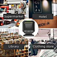 Lector de código QR manos libres para supermercado Syble, omnidireccional, 1D, 2D, escáner de código de barras de escritorio