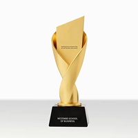 Trofeo Conmemorativo Personalizado de Alta Gama para Empresas, Trofeo de Resina Chapado en Oro para Premiar a Empleados Destacados