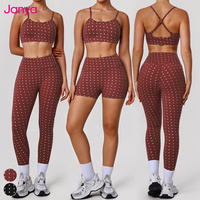 Ensemble de tenues de sport Janya à pois, leggings de fitness effet push-up, vêtements de sport personnalisés avec logo, ensembles de yoga 2 pièces taille haute pour femmes