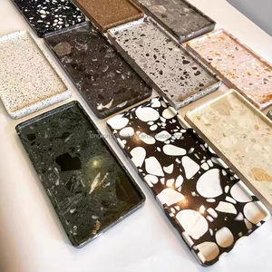 Multi warna persegi panjang bulat Oval batu buatan Terrazzo baki beton rumah ornamen Terrazo piring mewah Vanity Shower Tray - Product Image 4