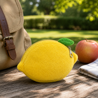 Porte-monnaie en peluche personnalisé en forme de citron, pochette intégrale en forme de citron avec fermeture éclair en forme de feuille, cadeau pour enfants, OEM ODM