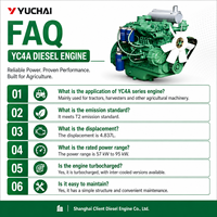 Mesin Diesel SCDC Yuchai YC4A110Z-T20 81W 2300rpm 4.837L Turbocharged untuk Traktor, Mesin Panen, dan Mesin Pertanian