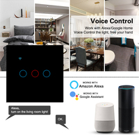 Interrupteur mural intelligent UABRO 3Gang Tuya WiFi, tactile, étanche, panneau en verre trempé, programmation à distance via application, compatible Alexa et Google Home