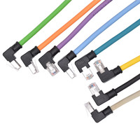 Cable Ethernet Industrial 6A Gigabit de Doble Curvatura 90° °   Cable de Extensión de Cabezal de Cristal en Ángulo Recto, Macho a Hembra