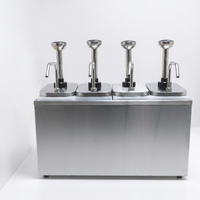 Distributeur de condiments en acier inoxydable à 4 pompes, distributeur de comptoir à 4 compartiments pour buffet, cafétéria