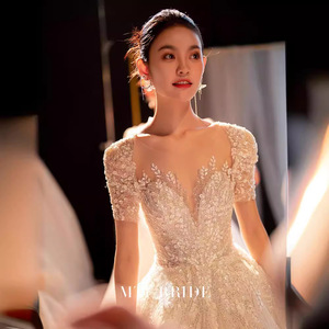 MTF BRIDE Lace Wedding Dress Ball Gown Sweetheart Neckline Embroidered Lace Net Princess Waistline Floor Length - Product Image 2