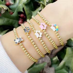 Nuovo arrivo piccolo braccialetto Preppy fresco gioielli moda carino cane zampa stampa braccialetto in rilievo per le donne ragazze