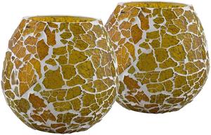 Juego de 2 Portavelas de Hierro Hechos a Mano con Mosaico de Vidrio Turquesa Craquelado, Decoración para el Hogar con Componentes Metálicos - Product Image 2