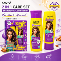 Champú y Acondicionador de Queratina KAOYO con Esencia de Almendra, Set para el Cuidado del Cabello con Brillo y Antiencrespamiento para Cabello Seco y Dañado