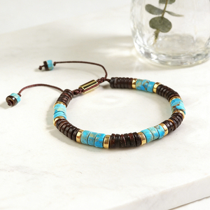 Natural Blue Geometric Beaded <b>Bracelet</b> Healing Calm Energy Dainty Gemstone Adjustable Trendy Unisex Valentine's Day Gift - Product Image 3