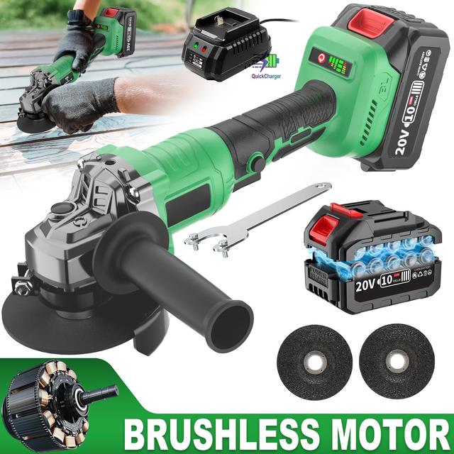 Brushless 20V Cordless Angle Grinder 8100rpm Industrial DIY Power Tool Battery Operated with Grinding Wheel