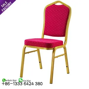 批发廉价家具最新设计金框红布堆积铝酒店餐厅宴会椅子