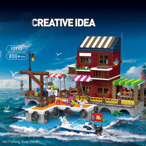Moule <span class=keywords><strong>roi</strong></span> 10110 modè<span class=keywords><strong>le</strong></span> <span class=keywords><strong>bateau</strong></span> de pêche quai ornements MOC assemblage briques éducatives enfants unisexe bloc de construction ensemble jouets - Product Image 2