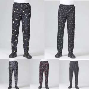 Pantalones de trabajo de chef rectos, pantalones de uniforme de restaurante de cocina estampados para chef - Product Image 3