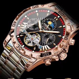 Relojes POEDAGAR 1410 Mecánicos con Tourbillon para Hombre con Fase Lunar, Indicador <span class=keywords><strong>de</strong></span> Fecha, Movimiento Automático <span class=keywords><strong>de</strong></span> Lujo y Diseño Calado - Product Image 5
