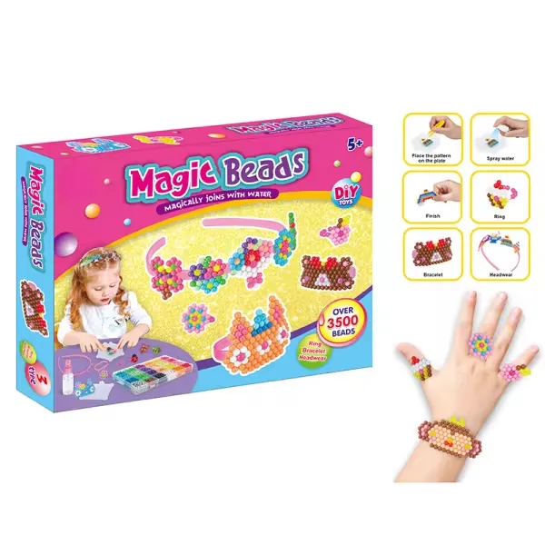 Venta caliente OEM Niños Juguetes clásicos Educación Magic Water Beads Juguetes 3D Puzzle Stickly Water Fuse Beads DIY Kit para niños