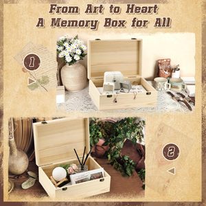 Caja de Joyería de Madera Natural sin Acabado, con Tapa con Bisagras, Diseño Clásico, Gran Capacidad, Almacenamiento Portátil y Sostenible para Recuerdos, DIY - Product Image 5