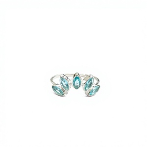 Handmade 925 Sterling Silver Blue Topaz <b>Crown</b> <b>Ring</b> Featuring Marquise Cut Gemstones Elegant Tiara Design Jewelry - Product Image 1