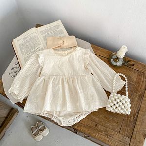 Tutina Casual per Neonata 0-3 Anni OEM ODM, Ricamata, Tinta Unita, con Maniche Lunghe a Volant, Abbigliamento Morbido - Product Image 6