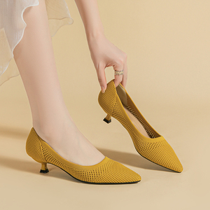 Commercio all'ingrosso della fabbrica semplici tacchi alti in maglia a punta ufficio <span class=keywords><strong>scarpe</strong></span> da cerimonia Slip on basso tacco 4cm <span class=keywords><strong>scarpe</strong></span> <span class=keywords><strong>comode</strong></span> da <span class=keywords><strong>donna</strong></span> - Product Image 5