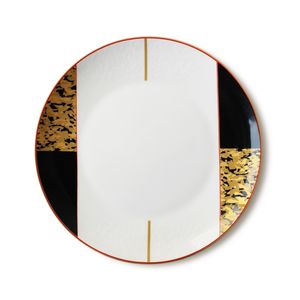 Vente chaude Service de table en porcelaine de style moderne, motif marbre noir et or, assiette à dîner en porcelaine, vaisselle en grès, emballage en vrac, salle à manger - Product Image 3