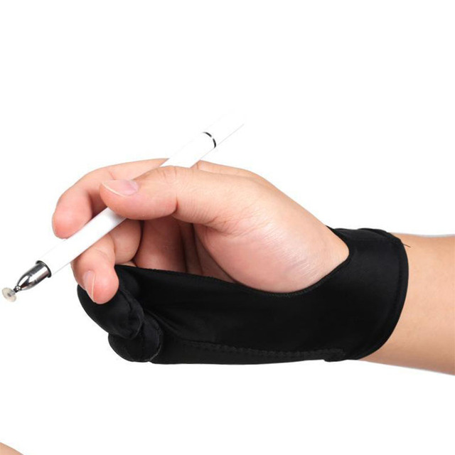 Bview Art Anti Smudge Two Fingers Drawing Sketching Gloves for Paper Sketching Pad Monitor Graphics Tablet