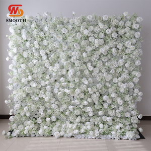 SMOOTH Luxury Events Birthday Party Decoration Fabric Backing White <b>Light</b> Pink 5D Flower Wall With Pampas - Product Image 4