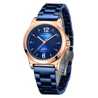 Mini Focus 0308L Montre-bracelet pour femmes en or rose à quartz en acier inoxydable Montre de luxe pour femmes