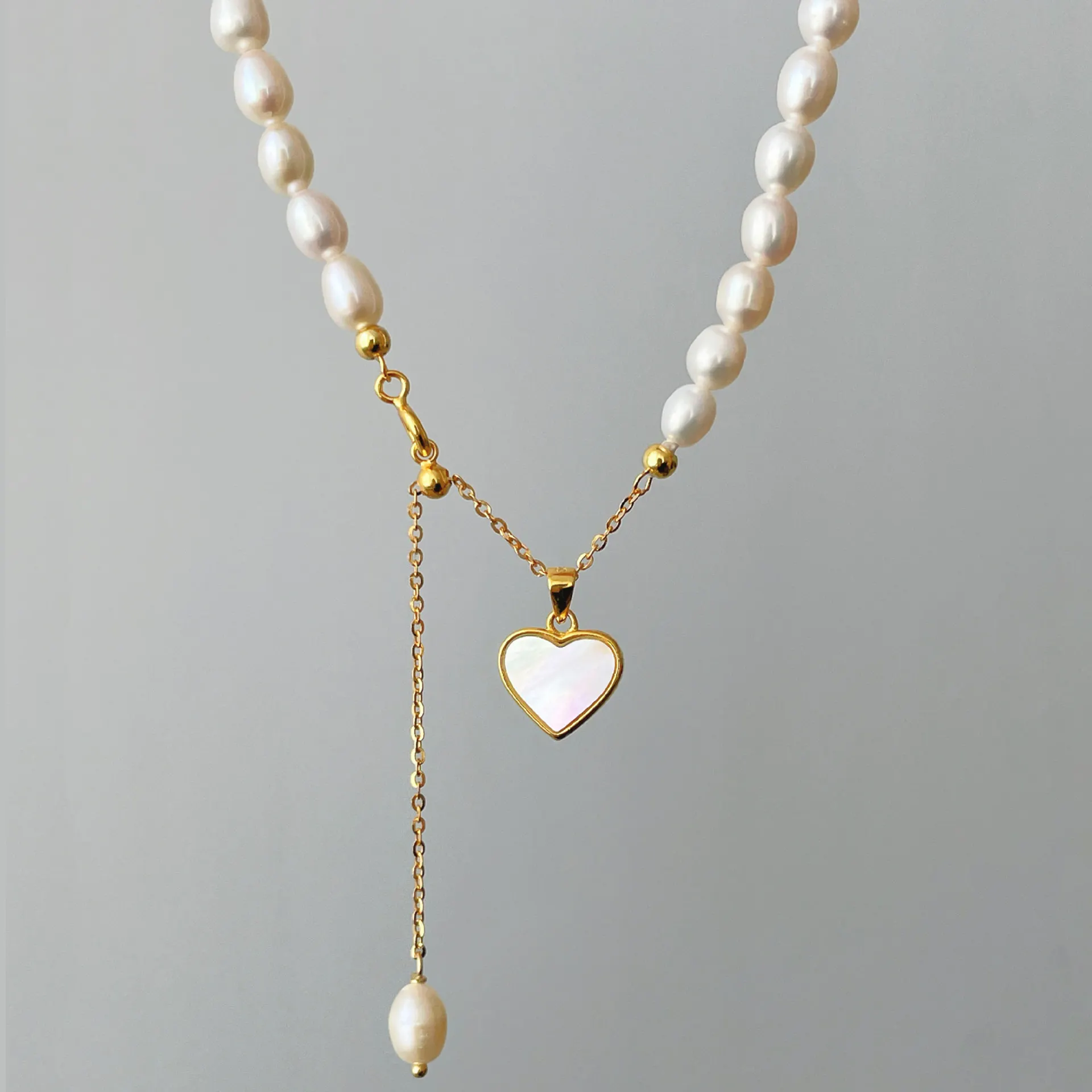 Ожерелье из пресноводного жемчуга, 925 из стерлингового серебра 5,5 мм в форме сердца, подвеска из натурального жемчуга, ожерелье для женщин